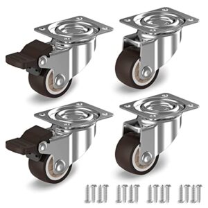 Zwenkwielen Metaal met rem set van 2 + 2 - 25mm