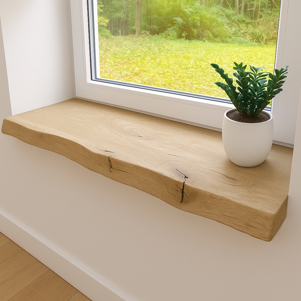 Rustiek Eiken Vensterbank & Plank 42mm Boomstamrand – Op Maat