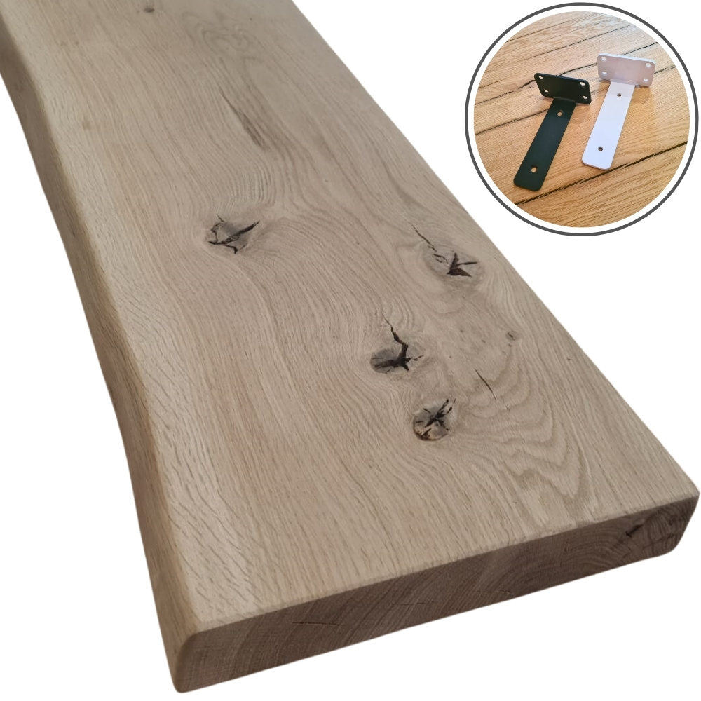 Eiken Wandplank Boomstamrand Plankbeugel
